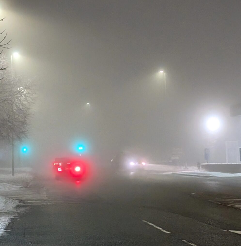Fog winter snow driving