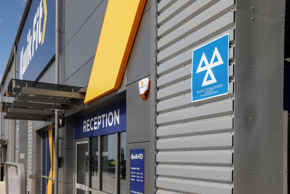 MOT sign on Kwik Fit centre in Amesbury