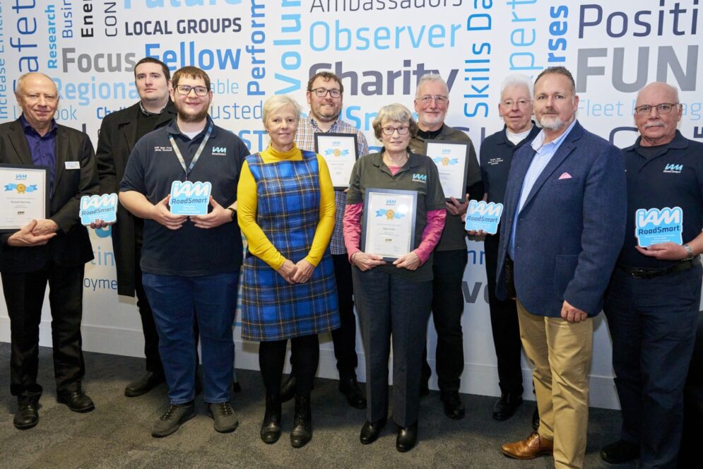 Volunteer Awards winners with IAM Road Smart Chair Shona Johnstone