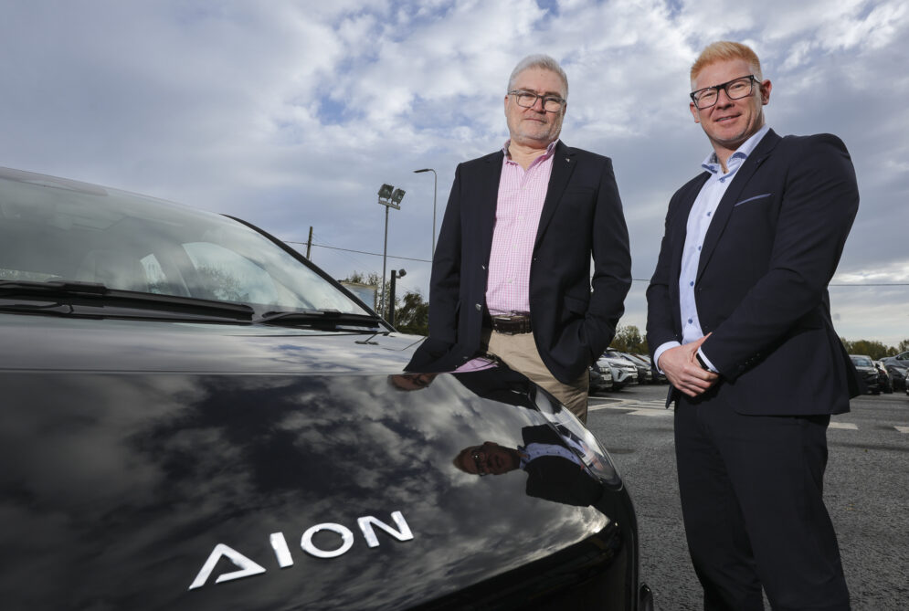 AION image two Alan Thompson Shelbourne Motors right and Duncan Johnston AION Auto UK left