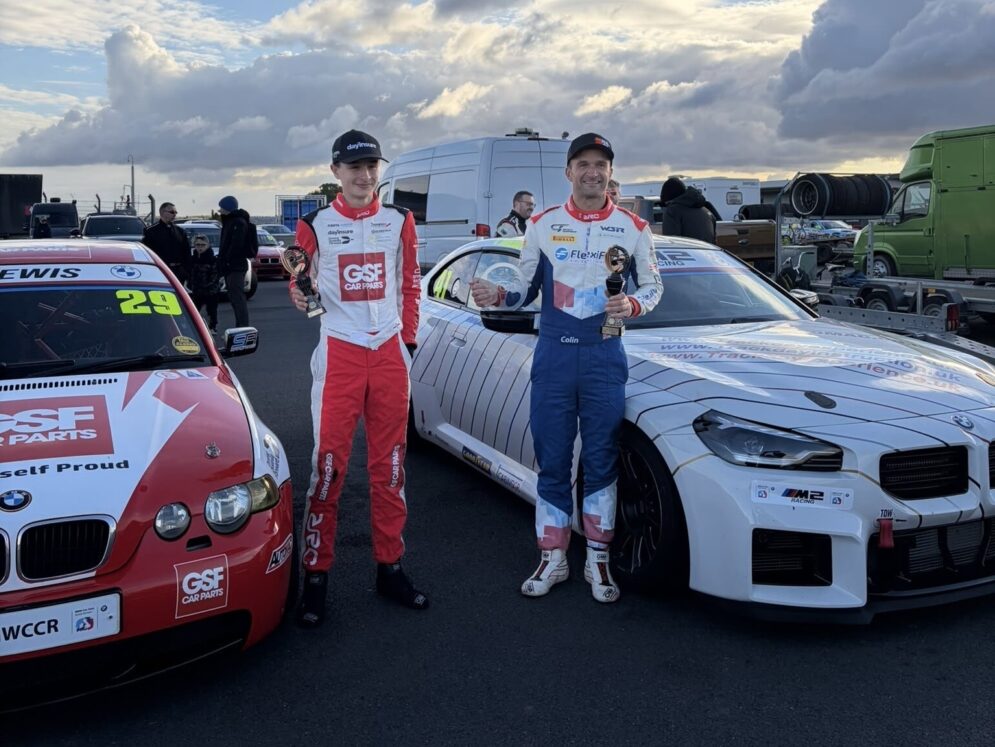 Lewis and Colin Turkington with trophies